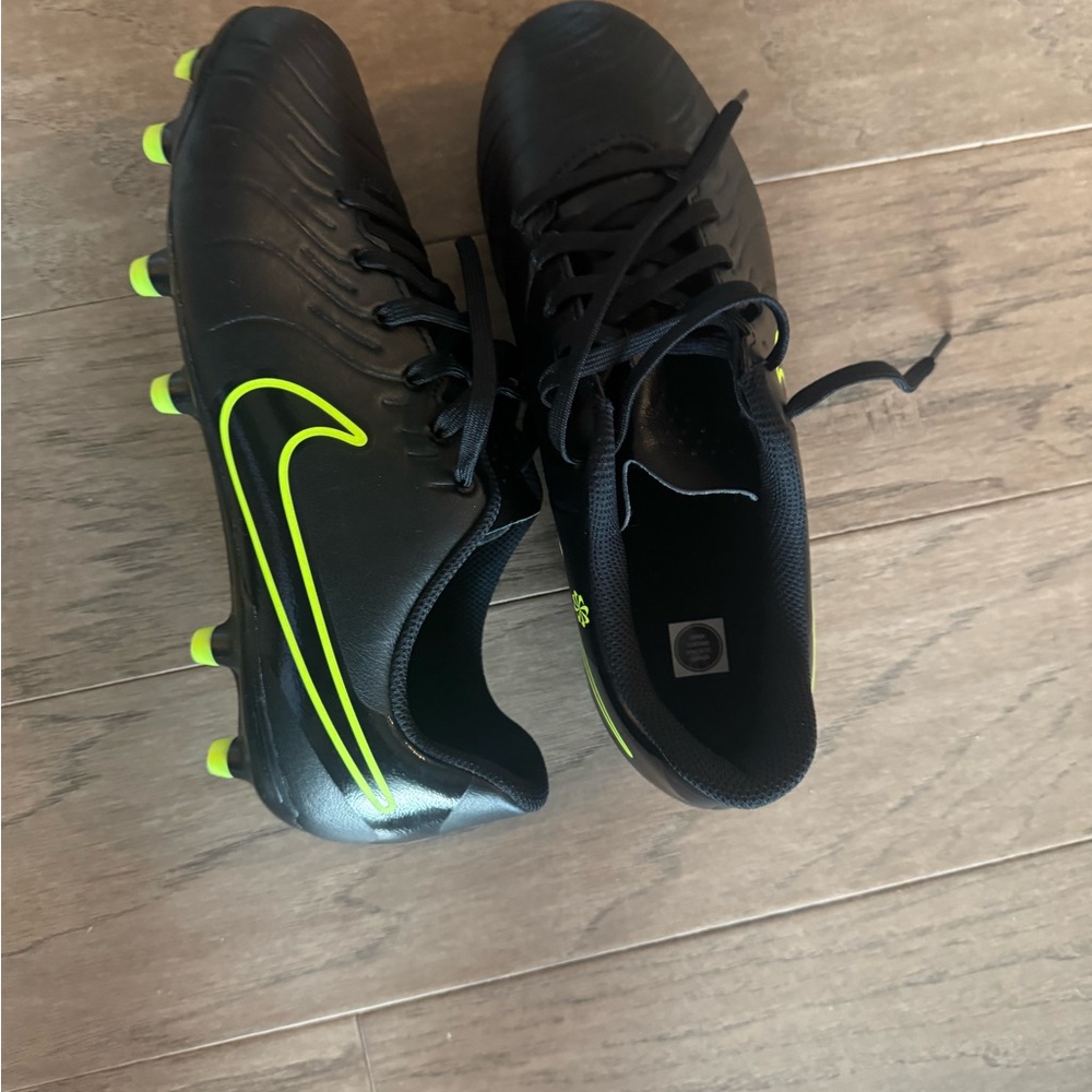 Nike Boy’s Black Soccer Cleats with Neon Yellow Swoosh